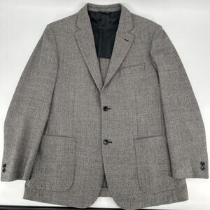 Manzoni Wool Blazer Sport Coat Men Size 44 Gray Italy Made Herringbone
